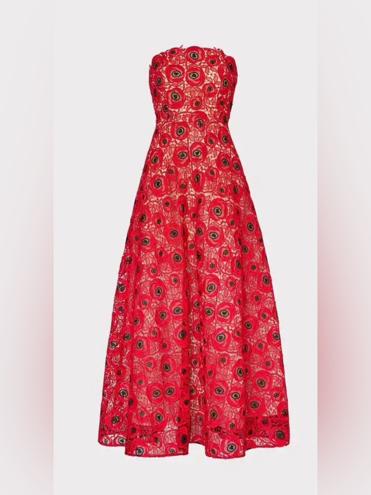 Nwt Milly Netty Embroidered Lace Maxi Dress